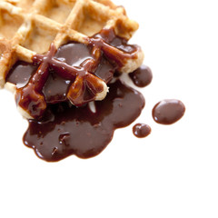 chocolat fondu sur gaufre de Liège