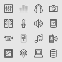 Media Web Icons Set