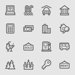 Travel web icons set