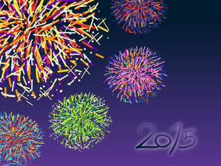 Happy new year 2015 with colorful firework