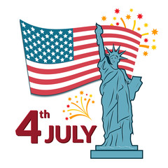 Colorful vector illustration of independence day USA