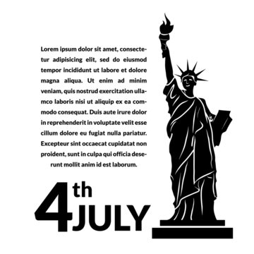 Black and white vector illustration of independence day USA
