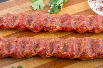 Raw Turkish Traditional Sish Meat Kebab For Cook