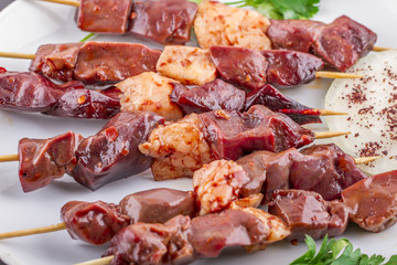 Raw Liver Kebab on a Plate