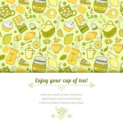 Tea and sweets vector background