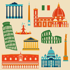 Landmarks of Italy set