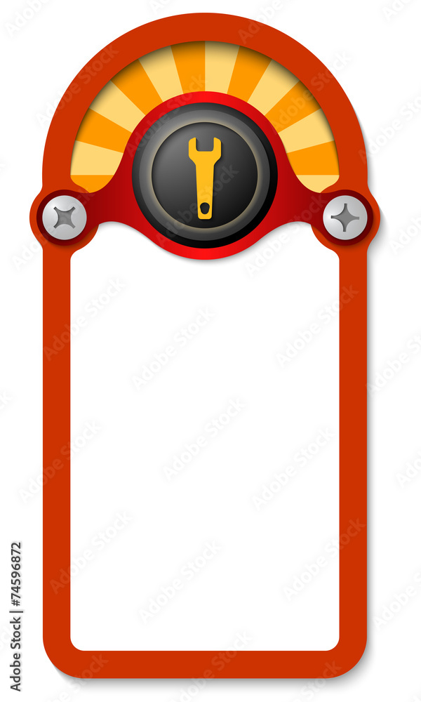 Poster red vertical box for any text with spanner