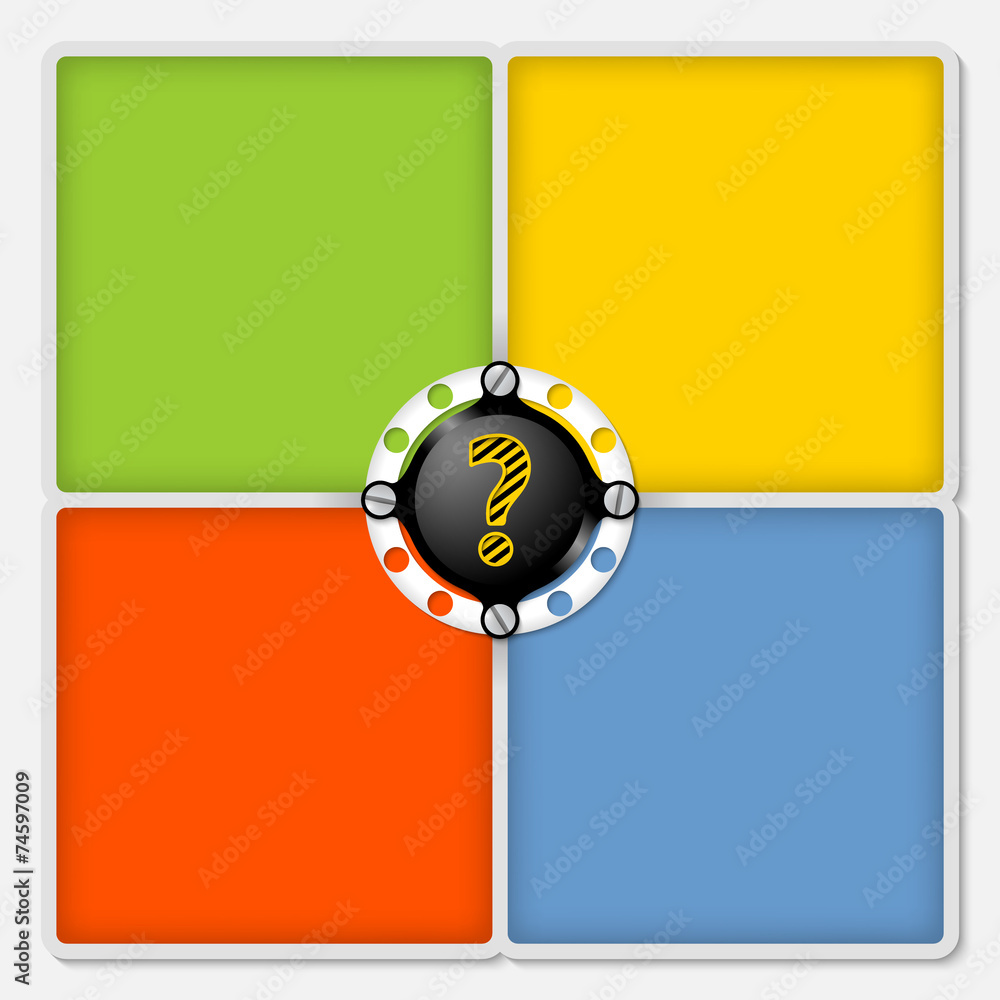 Poster four colored frames for white text and question mark