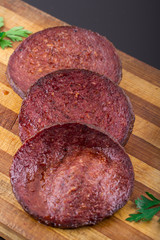 Turkish Ottoman Sausage on the Wooden Board
