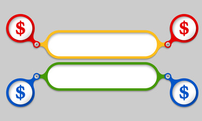 Obraz premium colored frames joined by a bolt and dollar symbol