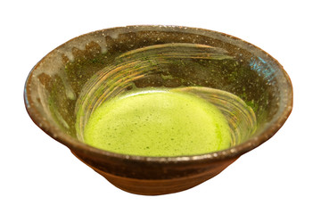 Traditional Japanese green tea isolated on white