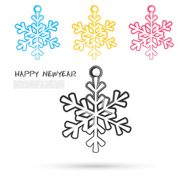 Vector sketch style of snowflakes icons.