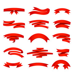 Vector red ribons set, isolaten on background