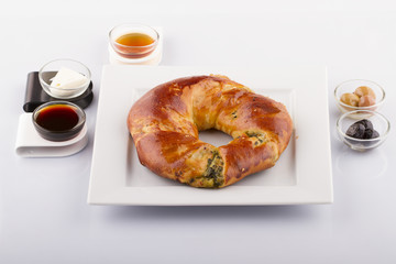 Turkish Bagel Simit with Sesame White Background