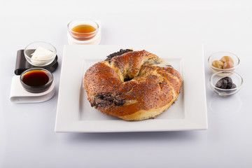 Turkish Bagel Simit with Sesame White Background