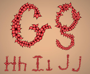 letters of the alphabet G, H, I, J