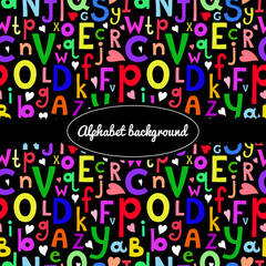 Vector background with Latin letters of different sizes in a