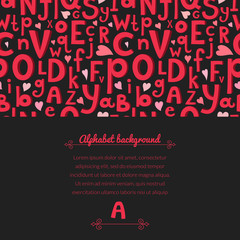 Vector background with Latin letters of different sizes in a
