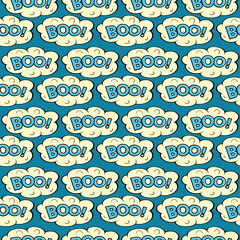 Cloud with inscription Boo, vector seamless pattern