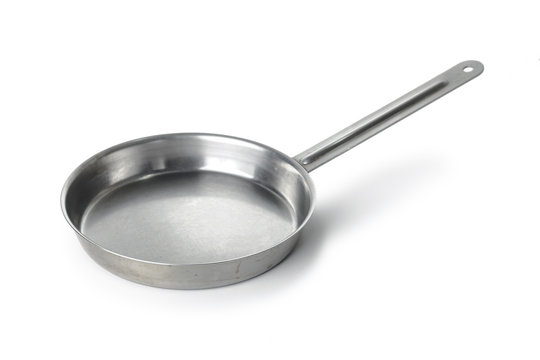 aluminum frying pan isolated on white background