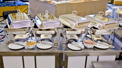 Zelfklevend Fotobehang Buffet heated trays ready for service © art9858
