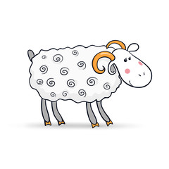Beautiful cute vector sheep, symbol of the new year