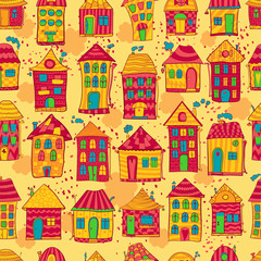 Seamless pattern colorful houses