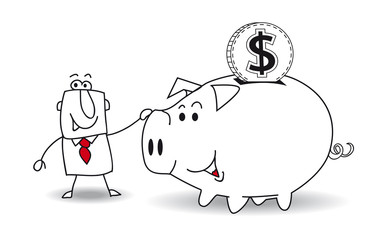 Piggy bank and dollar