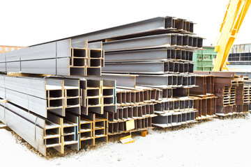 steel beams in outdoor warehouse