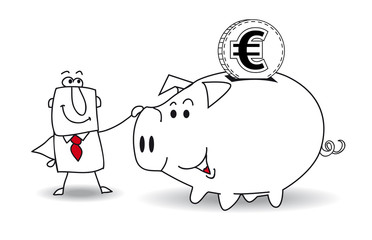 Piggy bank and euro