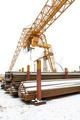 gantry crane over outdoor warehouse