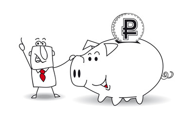 Piggy bank and ruble