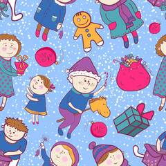 Childish christmas vector seamless pattern