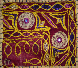 Patchwork bedspread in the eastern style, closeup image