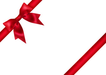 Red ribbon bow on white background.