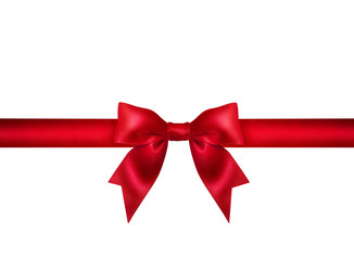 Red ribbon bow on white background.