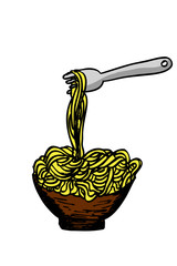 doodle Noodle at bowl and Fork