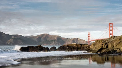 Stickers pour porte Plage de Baker, San Francisco Pont du Golden Gate de San Francisco depuis Baker Beach
