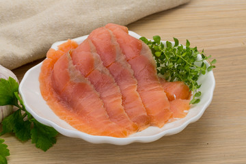 Sliced salmon
