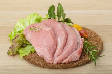 Raw pork schnitzel