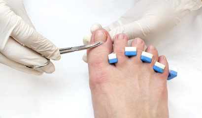 process of pedicure a t beauty salon