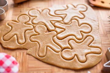 Making gingerbread man and christmas cookies