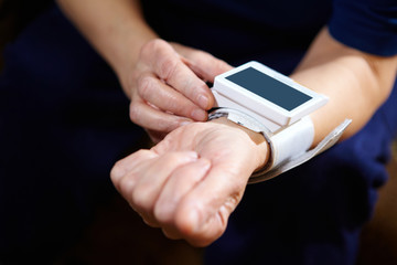 Blood pressure measuring.