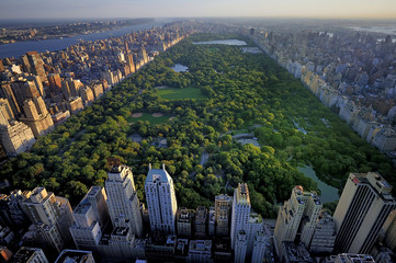 Central Park luchtfoto, Manhattan, New York  Park is omringt