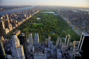 Central Park aerial view, Manhattan, New York  Park is surrounde