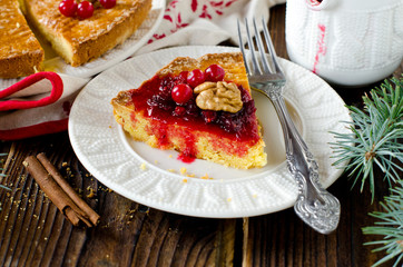 Breton cake with cranberry jam