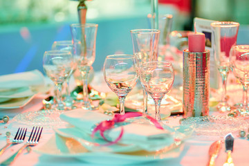 Table set for wedding reception