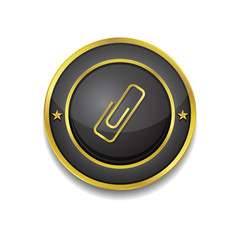 Paper Clip Gold Vector Icon Button