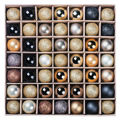 gift box with bright Christmas balls isolated