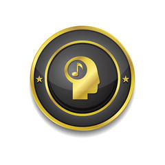 Music Notes Gold Vector Icon Button